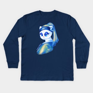 Cat with a Pearl Earring Kids Long Sleeve T-Shirt